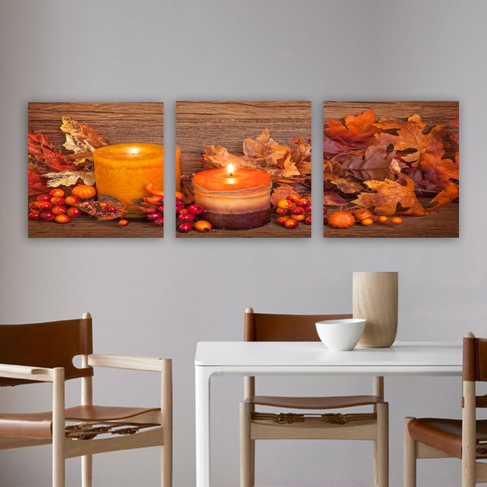 Wallity Conjunto de 3 Pinturas Decorativas en Lienzo Multicolor de 30x30 cm